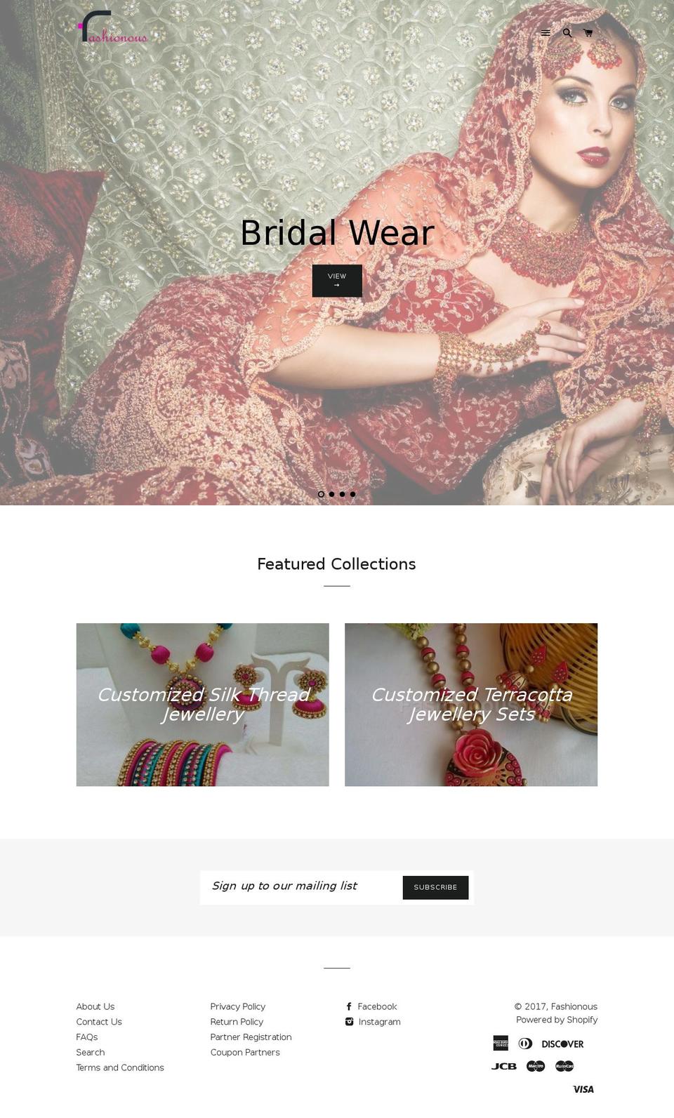 fashionous.in shopify website screenshot