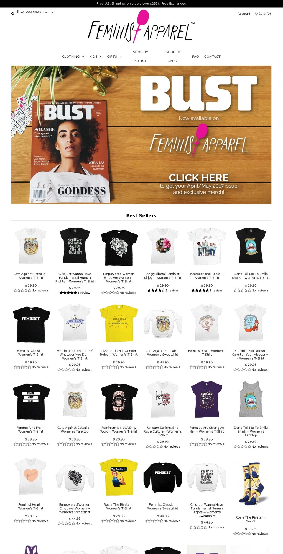 feministapparel.com shopify website screenshot