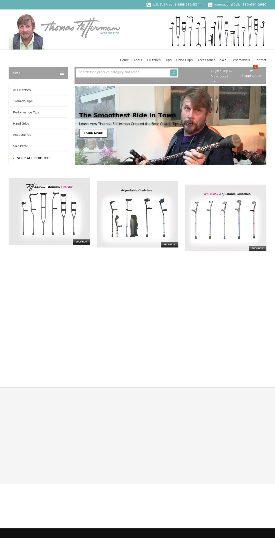 fetterman-crutches.com shopify website screenshot