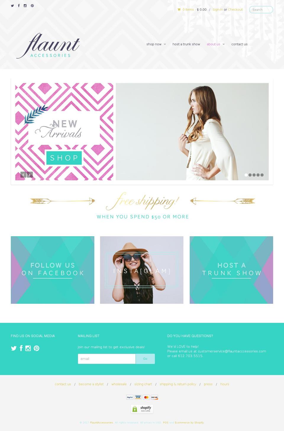 Providence Shopify theme site example flauntaccessories.com