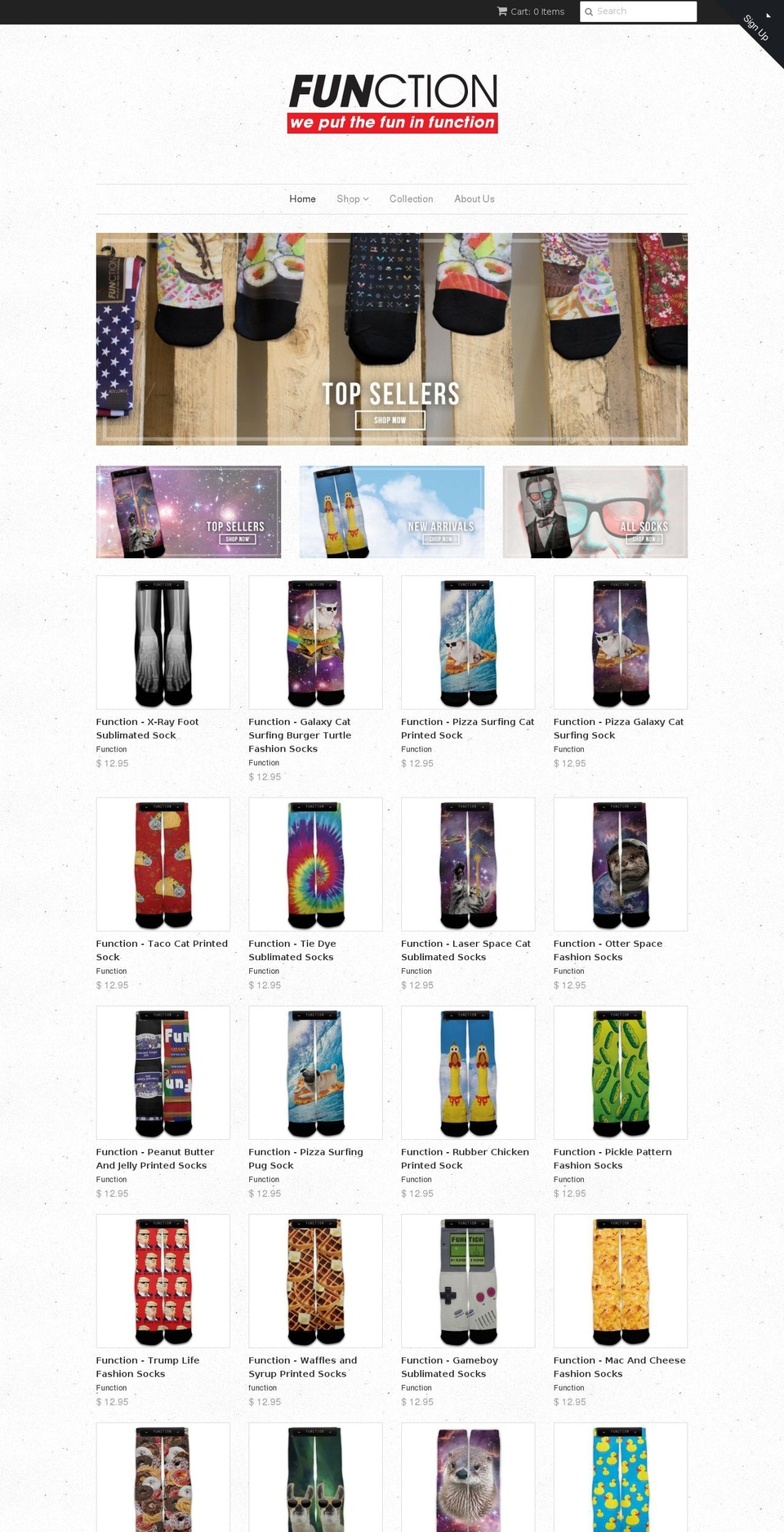 functionsocks.com shopify website screenshot