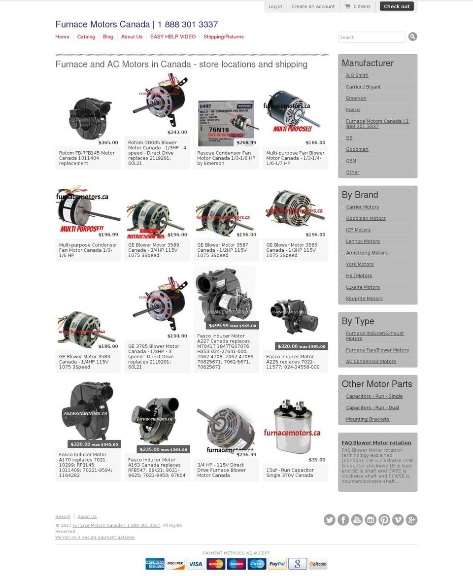 furnacemotors.ca shopify website screenshot