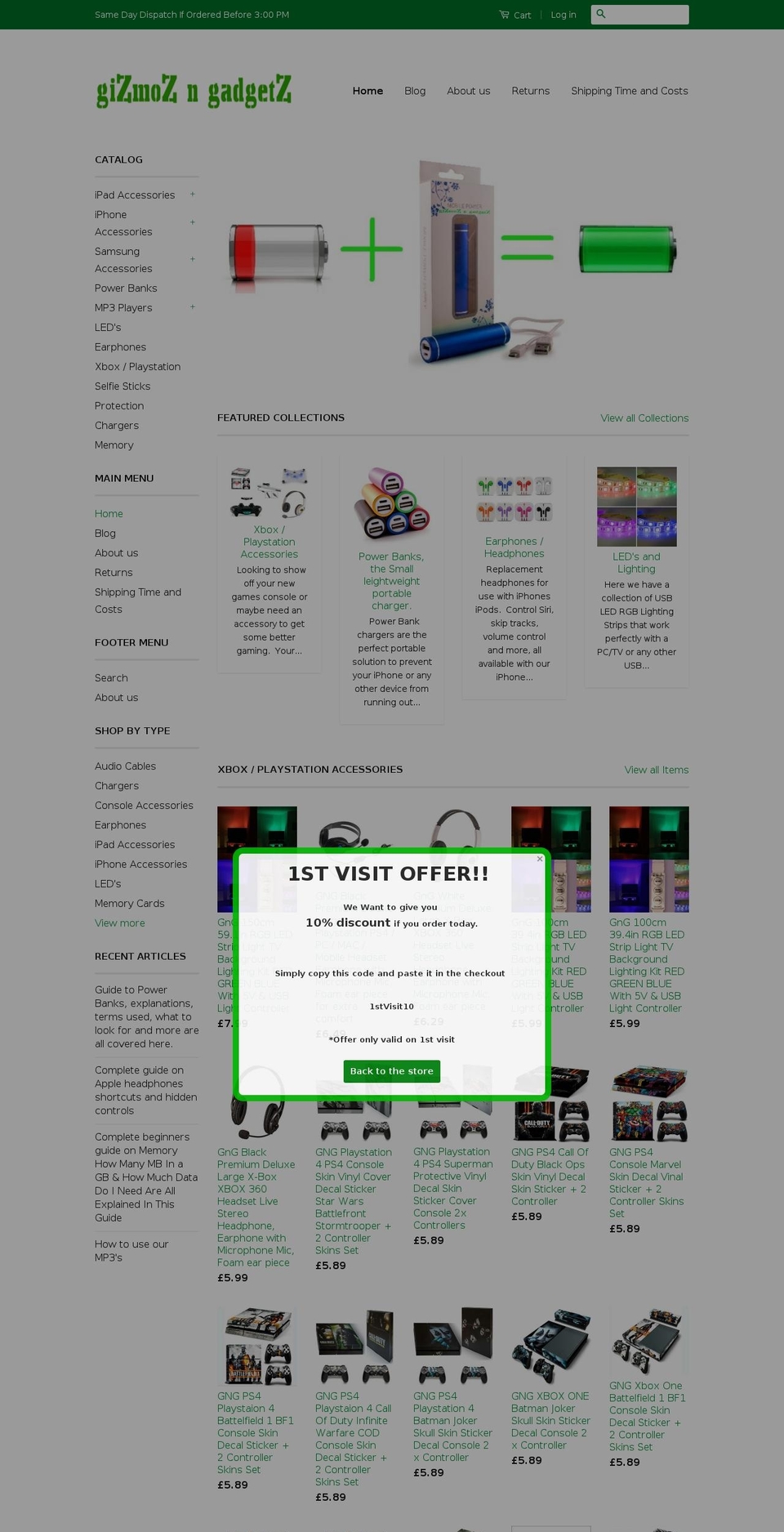 classic Shopify theme site example gizmozngadgetz.com