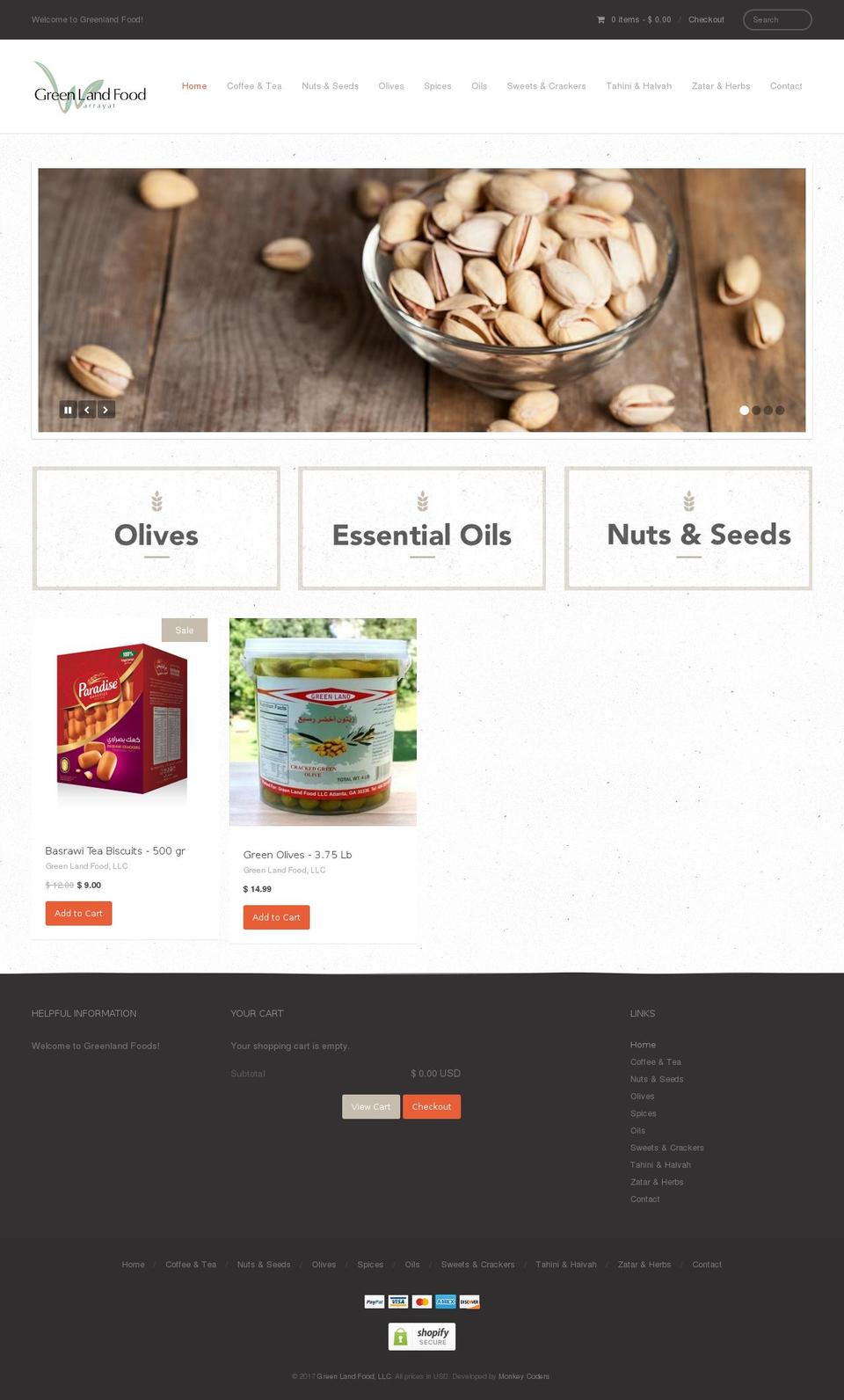 Providence Shopify theme site example greenlandfood.net