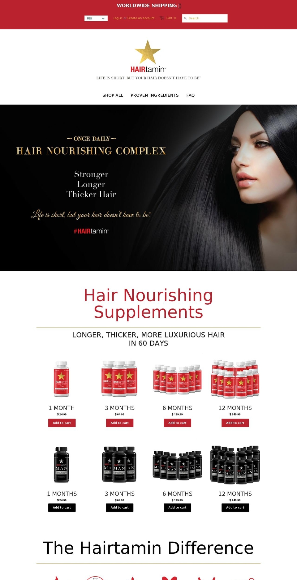 hairtamin.com shopify website screenshot