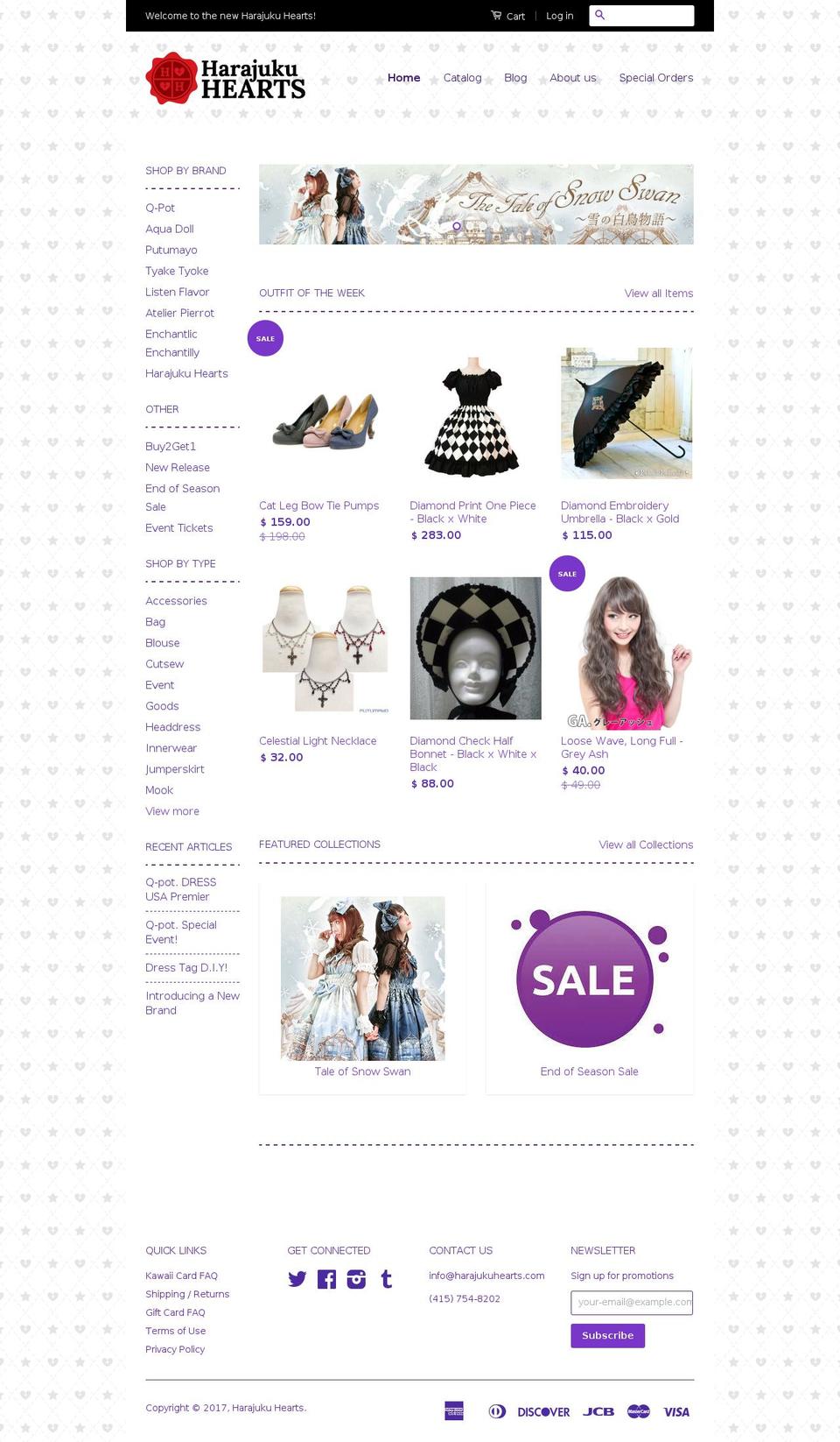 harajukuhearts.com shopify website screenshot