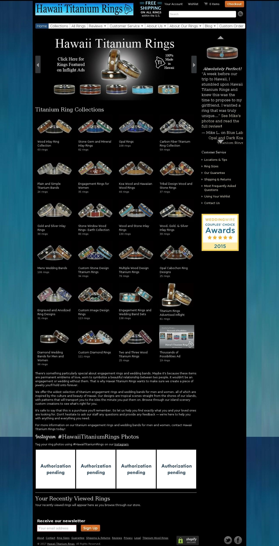 hawaiititaniumrings.com shopify website screenshot