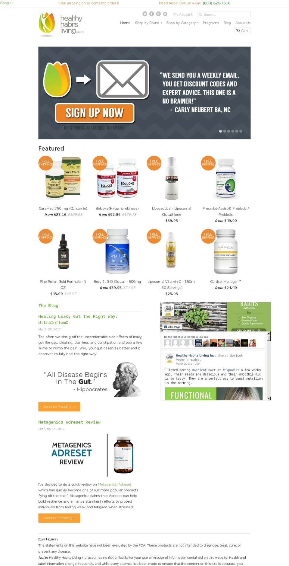 healthyhabitsliving.com shopify website screenshot