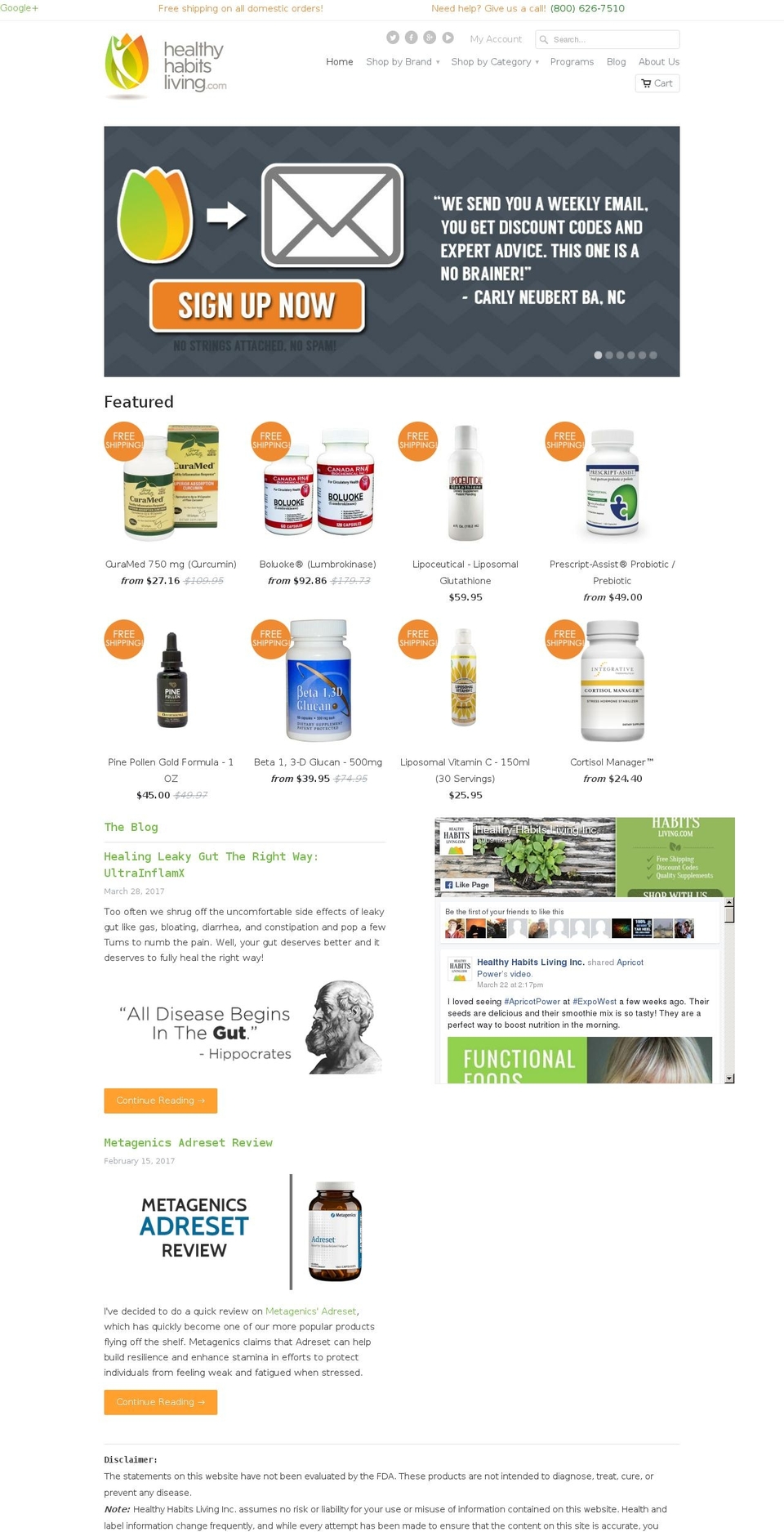 healthyhabitsliving.myshopify.com shopify website screenshot