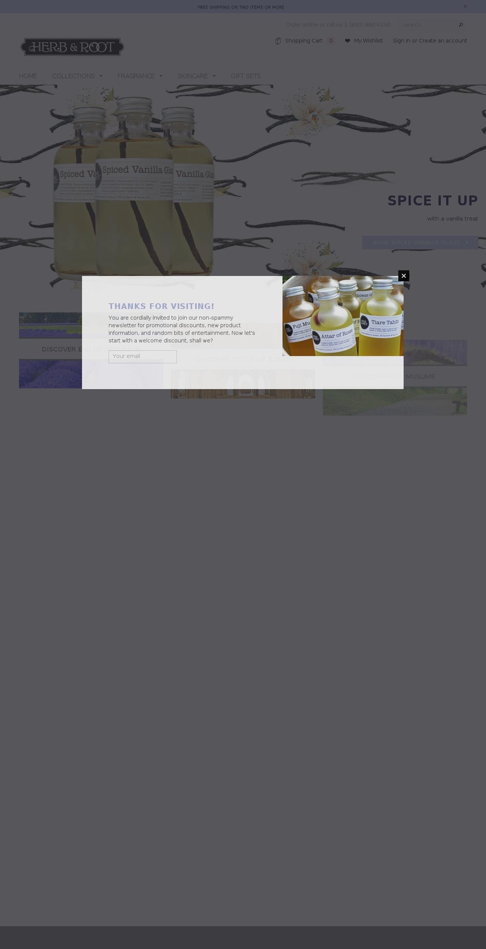 herbandroot.com shopify website screenshot