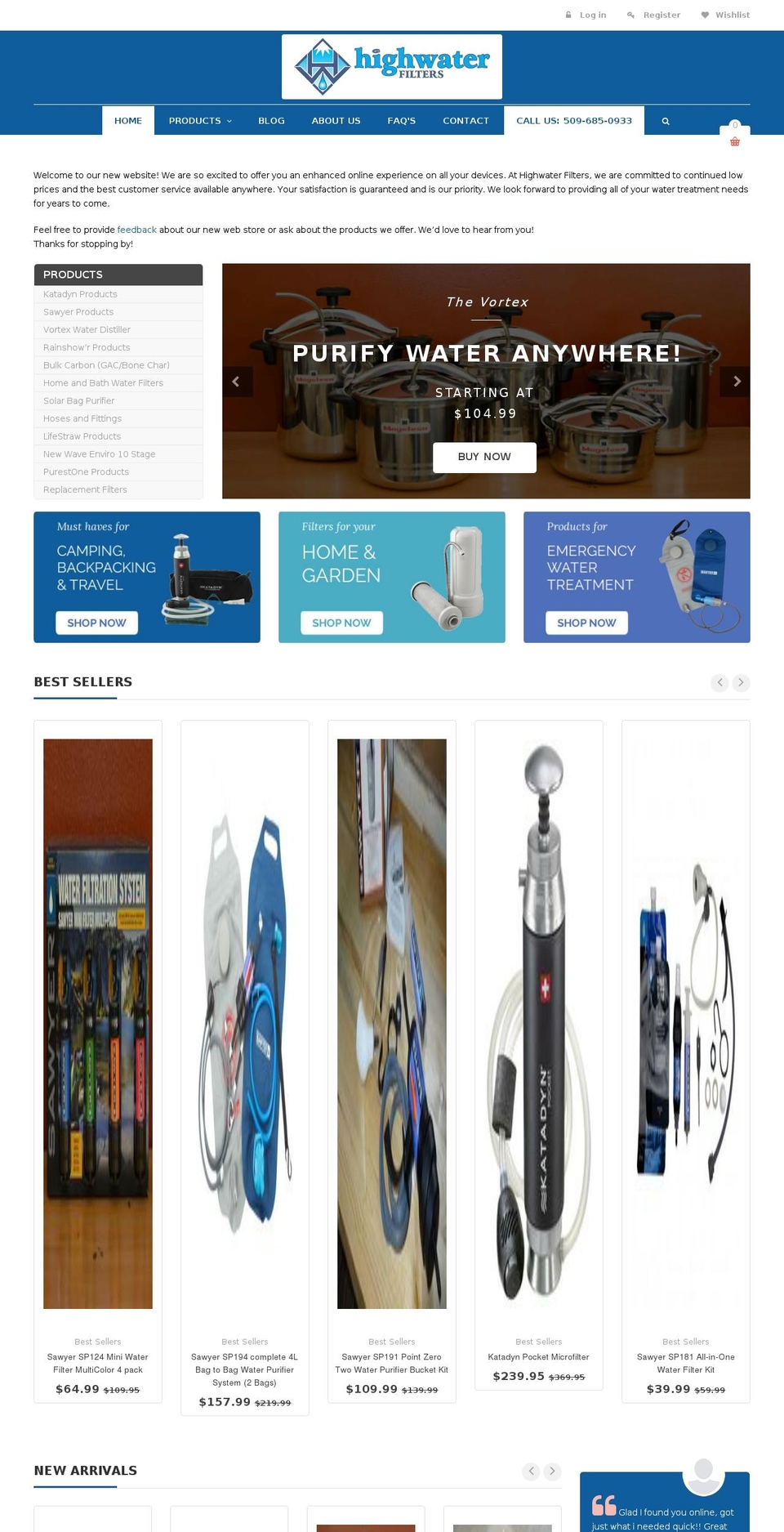 highwaterfilters.com shopify website screenshot