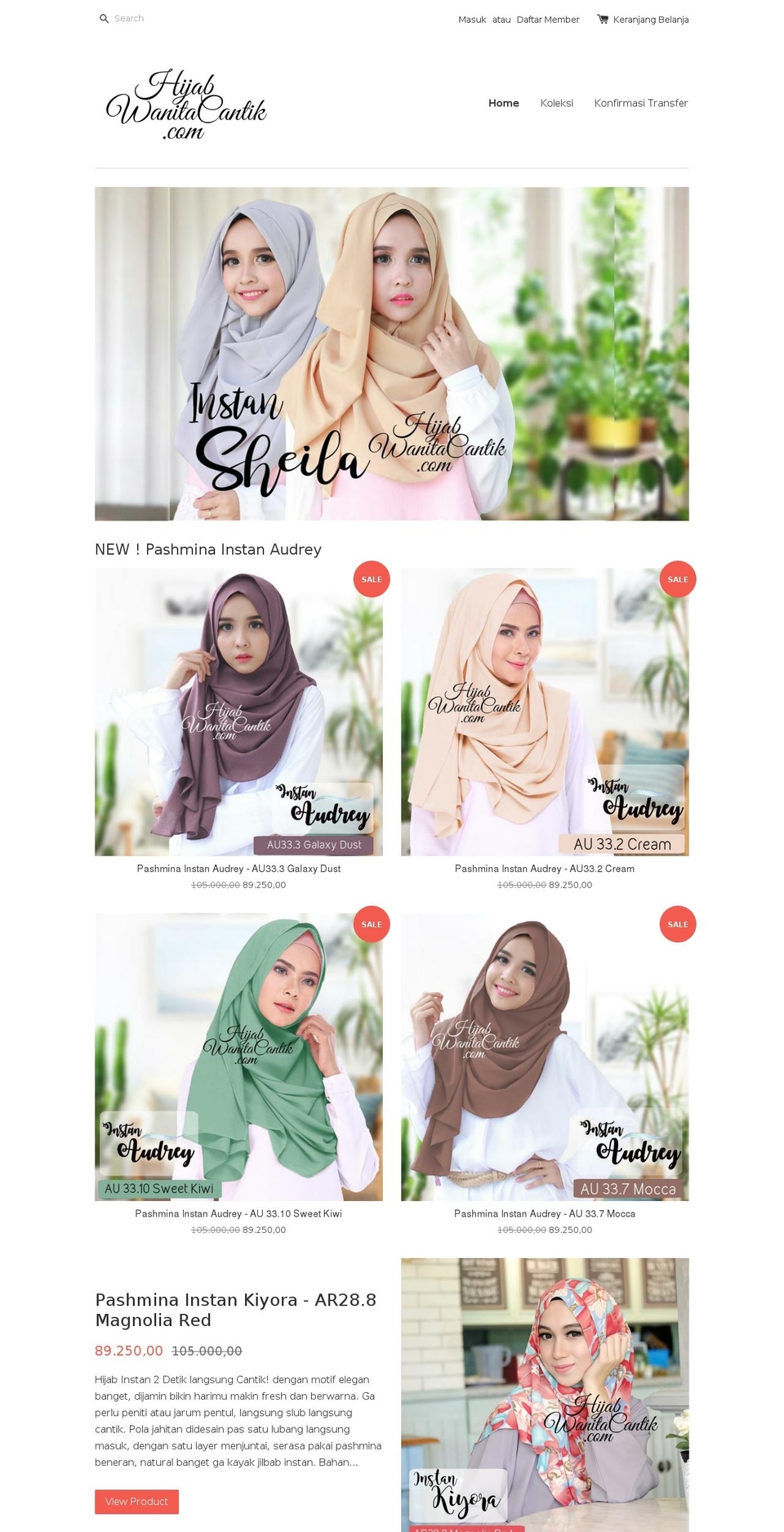 hijabwanitacantik.com shopify website screenshot
