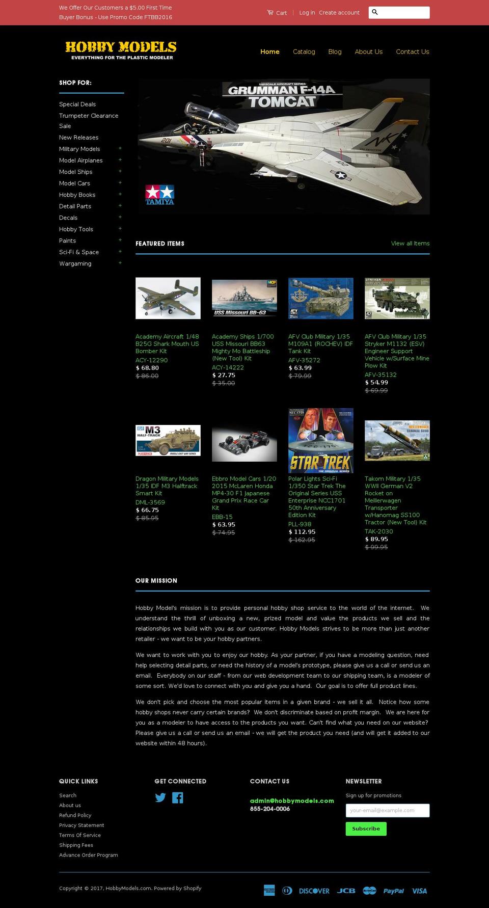 hobbymodels.com shopify website screenshot