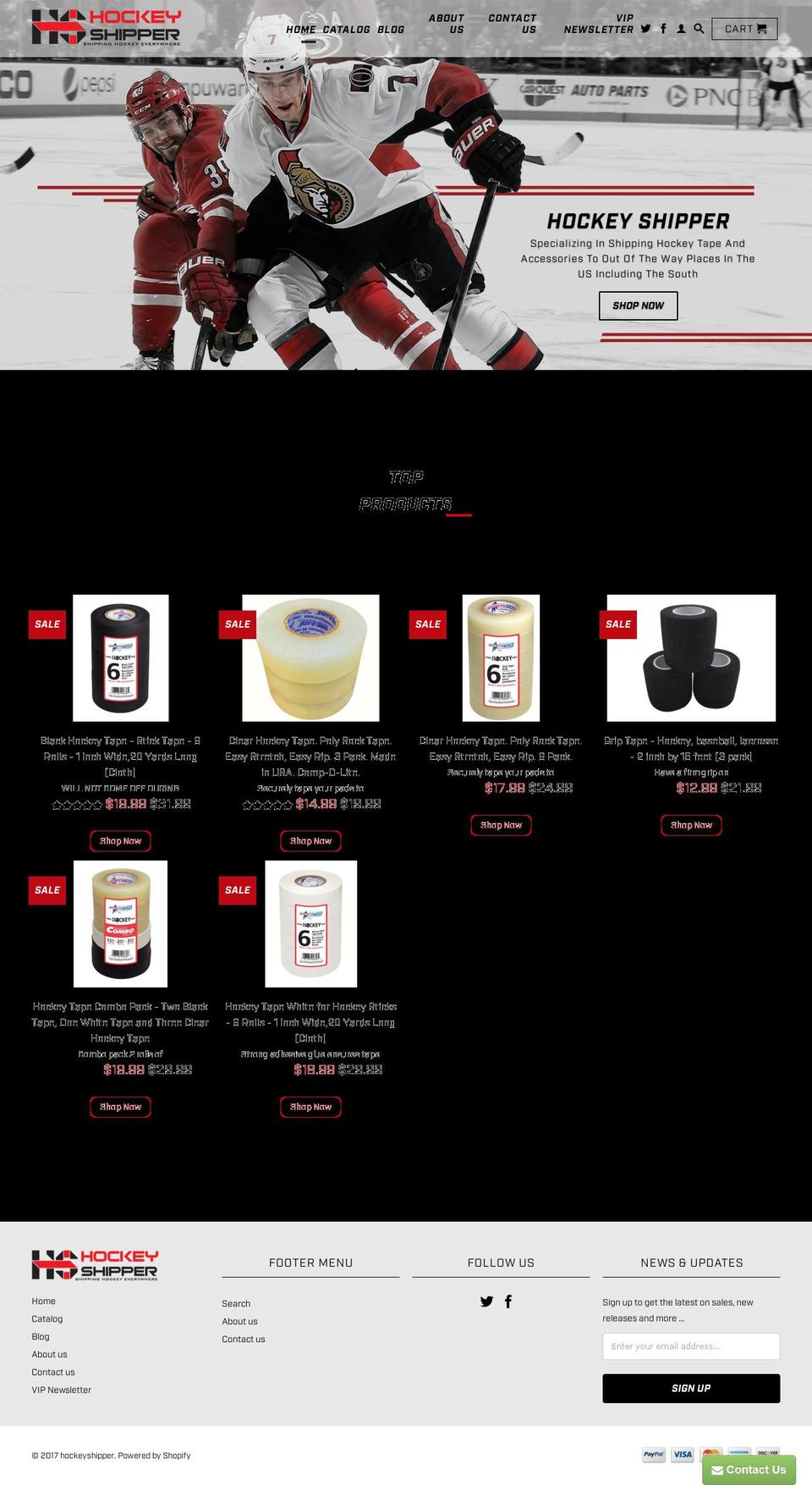 hockeyshipper.com shopify website screenshot