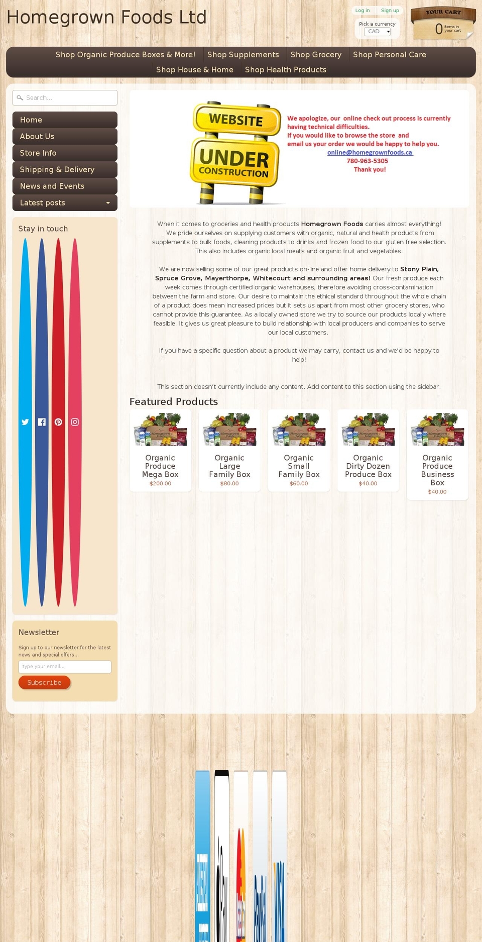 homegrownfoods.ca shopify website screenshot