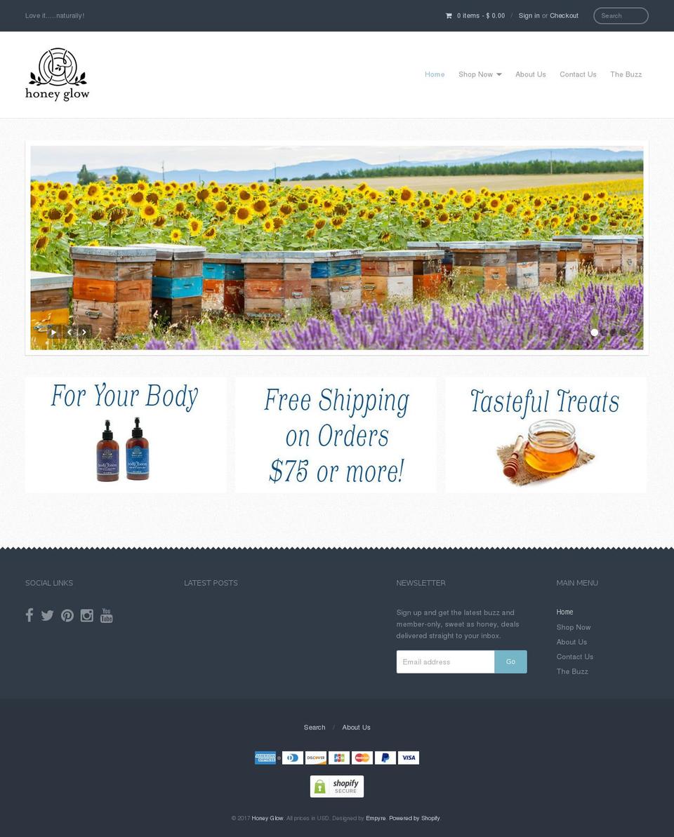 honey-glow.com shopify website screenshot