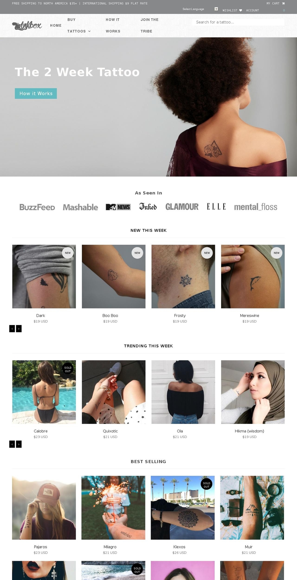 Production Shopify theme site example inkbox-tattoo.myshopify.com