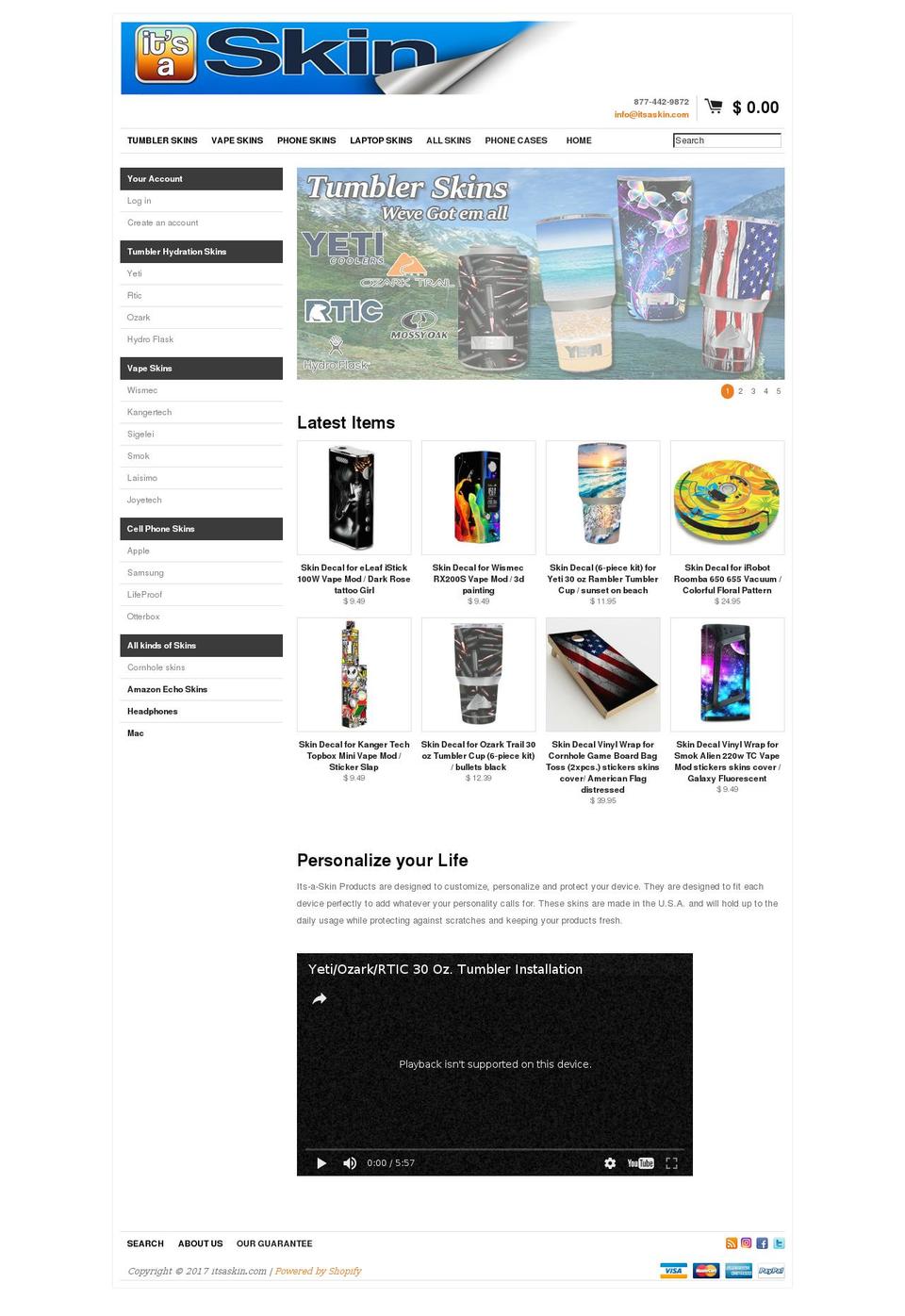 Expression Shopify theme site example itsaskin.com