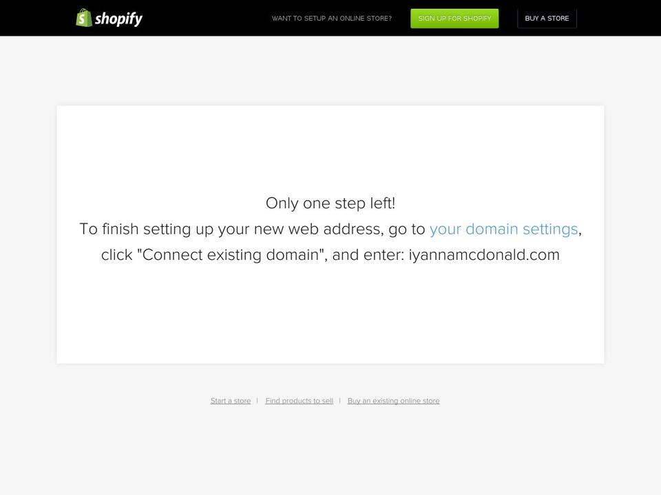 Start Shopify theme site example iyannamcdonald.com