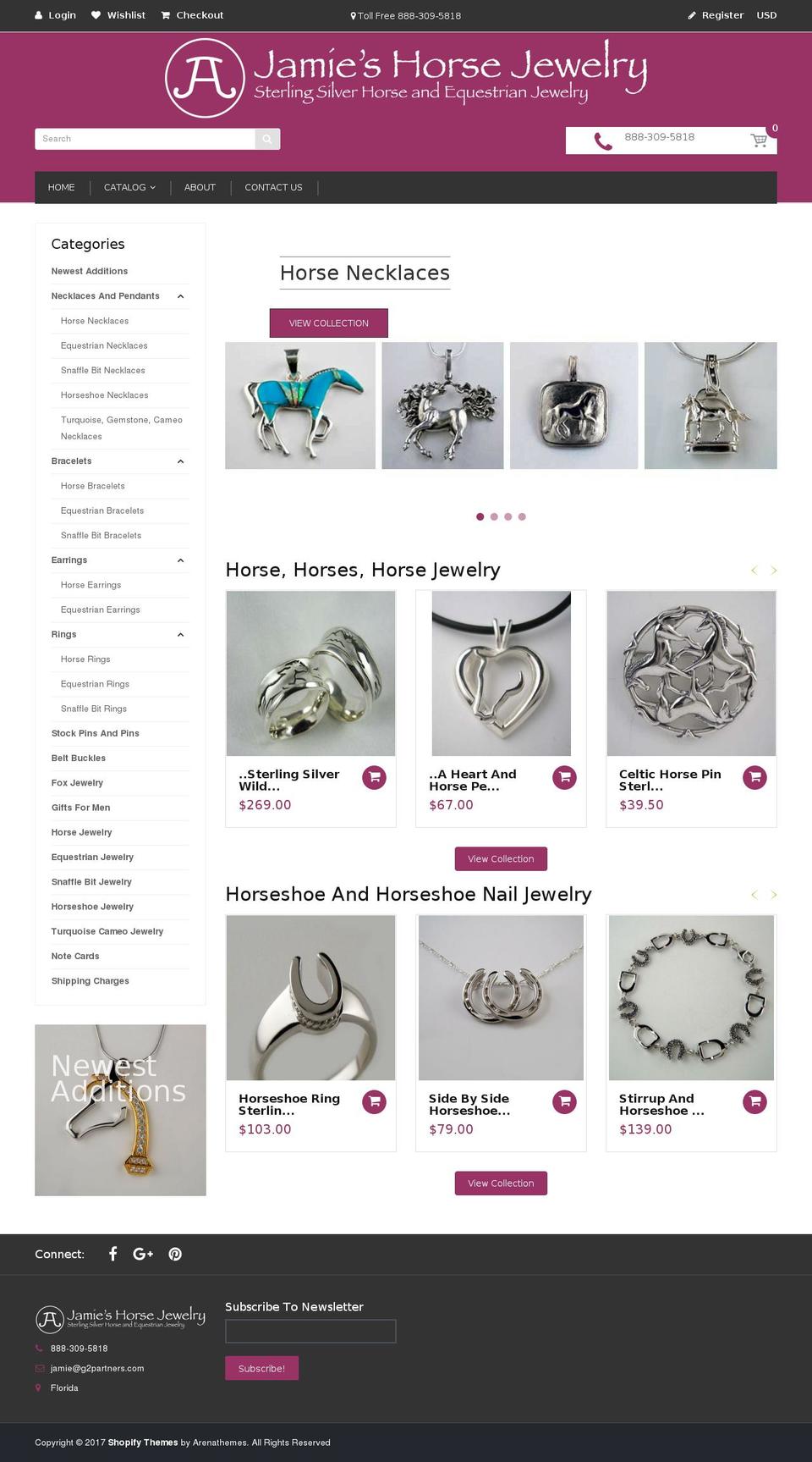 jamieshorsejewelry.com shopify website screenshot