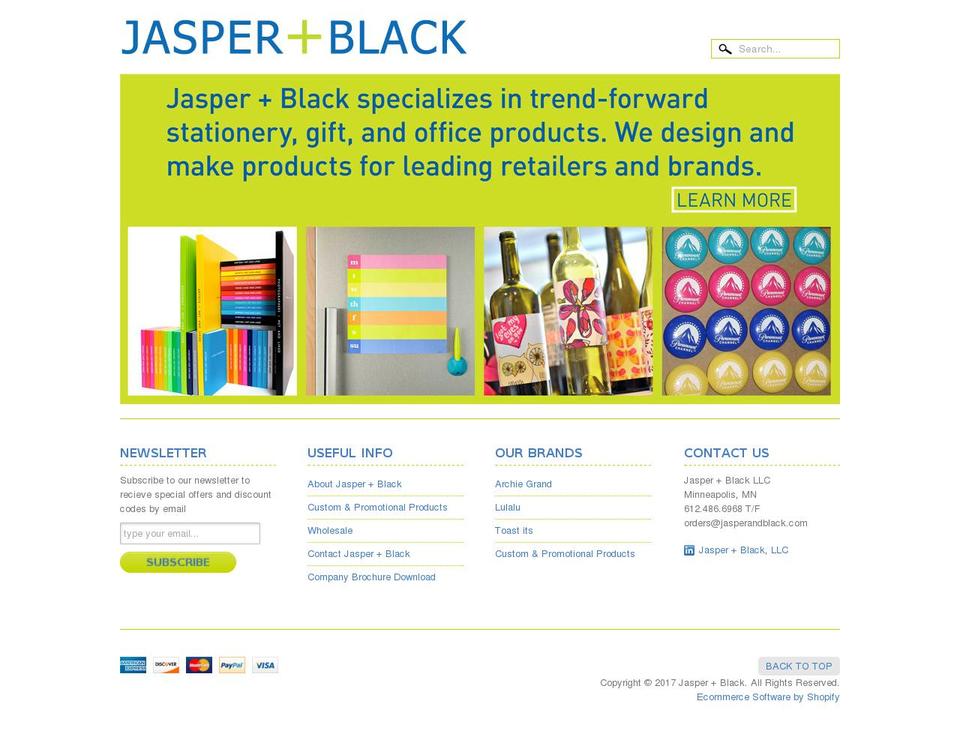 jasperandblack.com shopify website screenshot