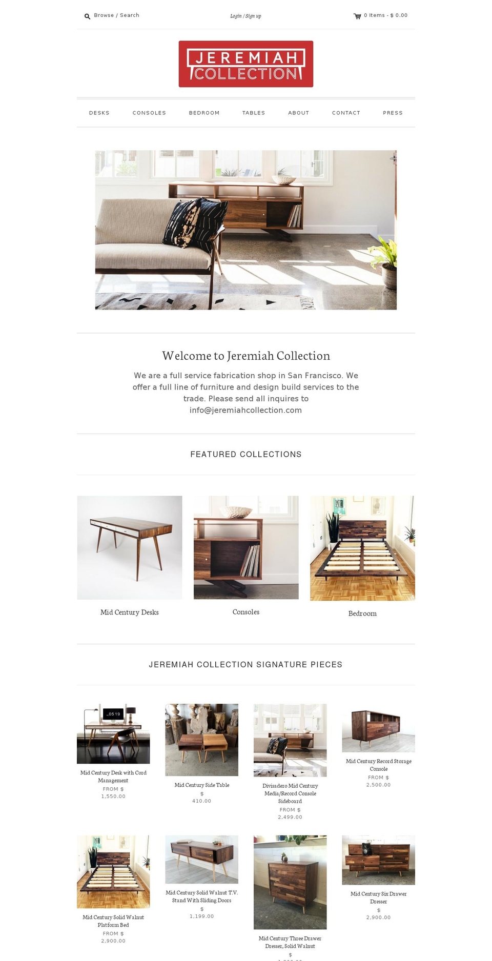 jeremiahcollection.com shopify website screenshot