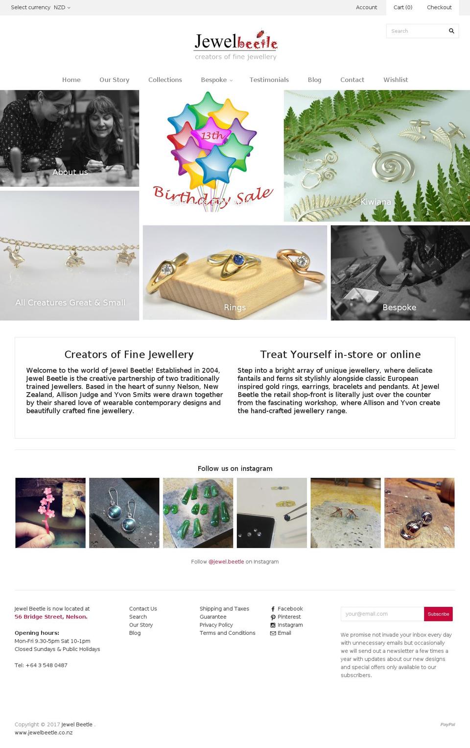jewelbeetle.co.nz shopify website screenshot
