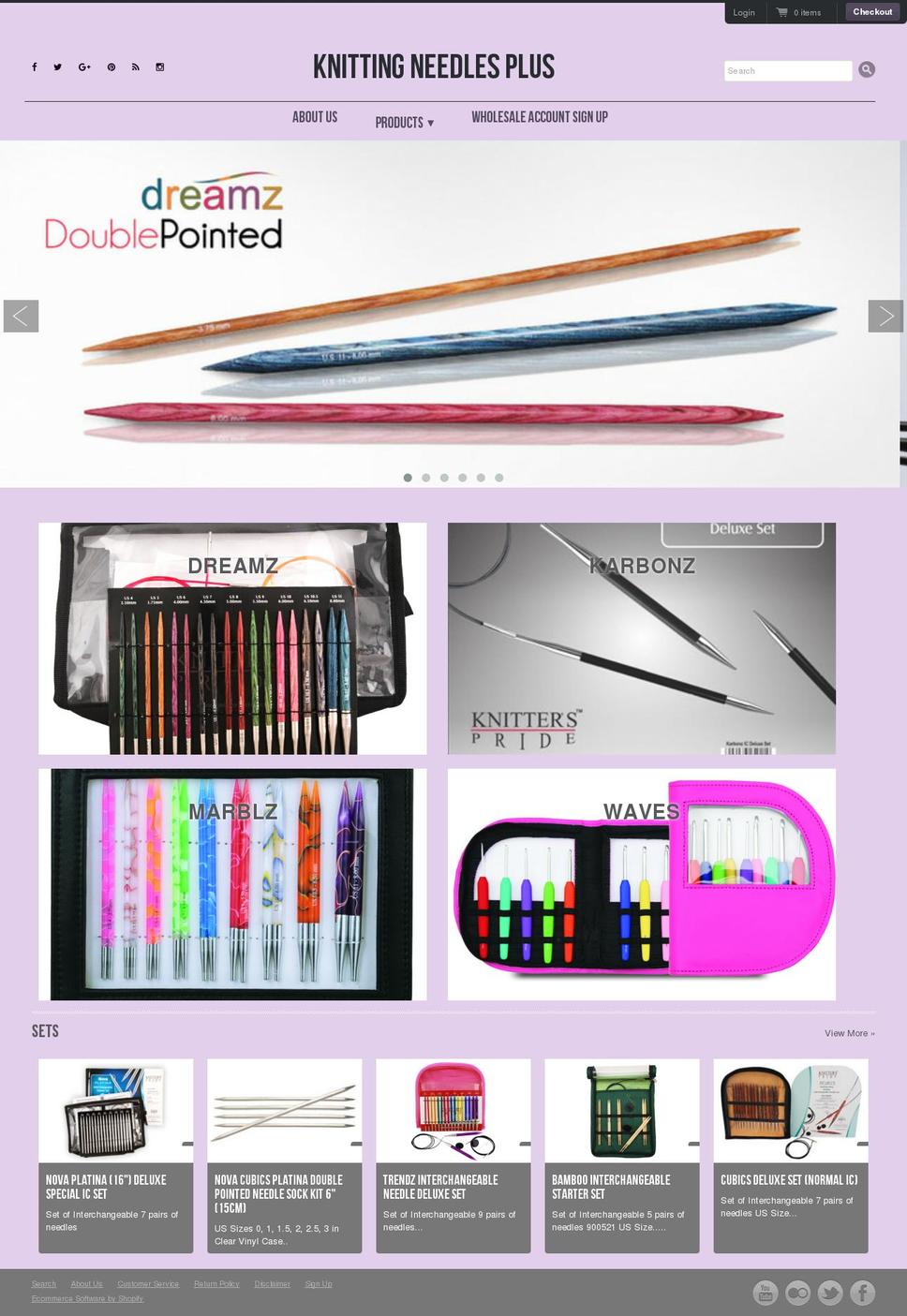 knittingneedlesplus.com shopify website screenshot