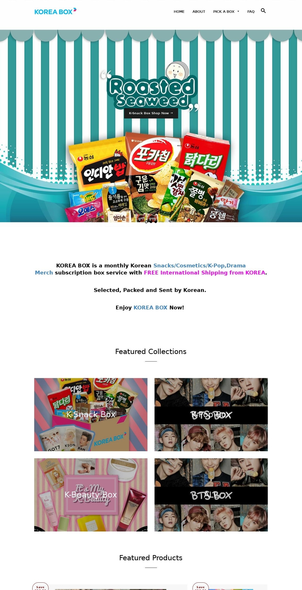 Venture Shopify theme site example korea-box.com