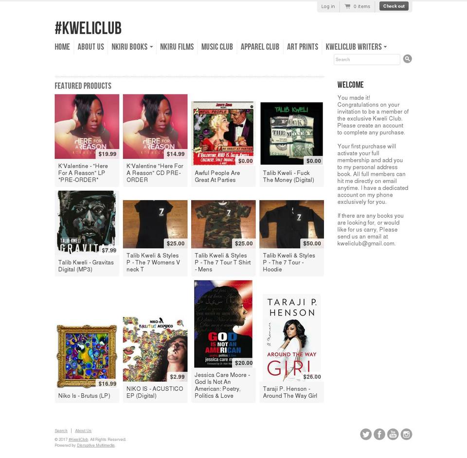 kweliclub.com shopify website screenshot