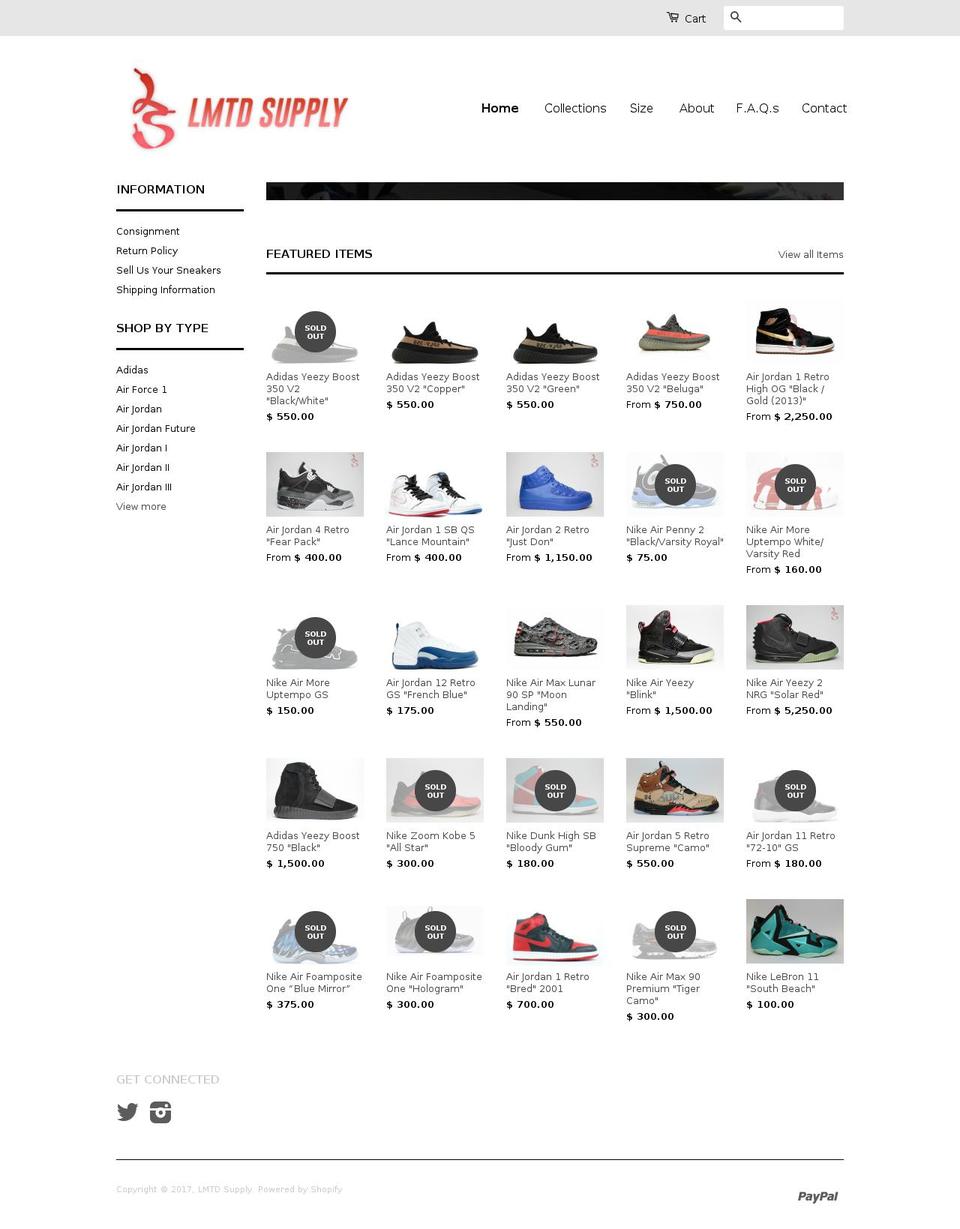lmtdsupply.com shopify website screenshot