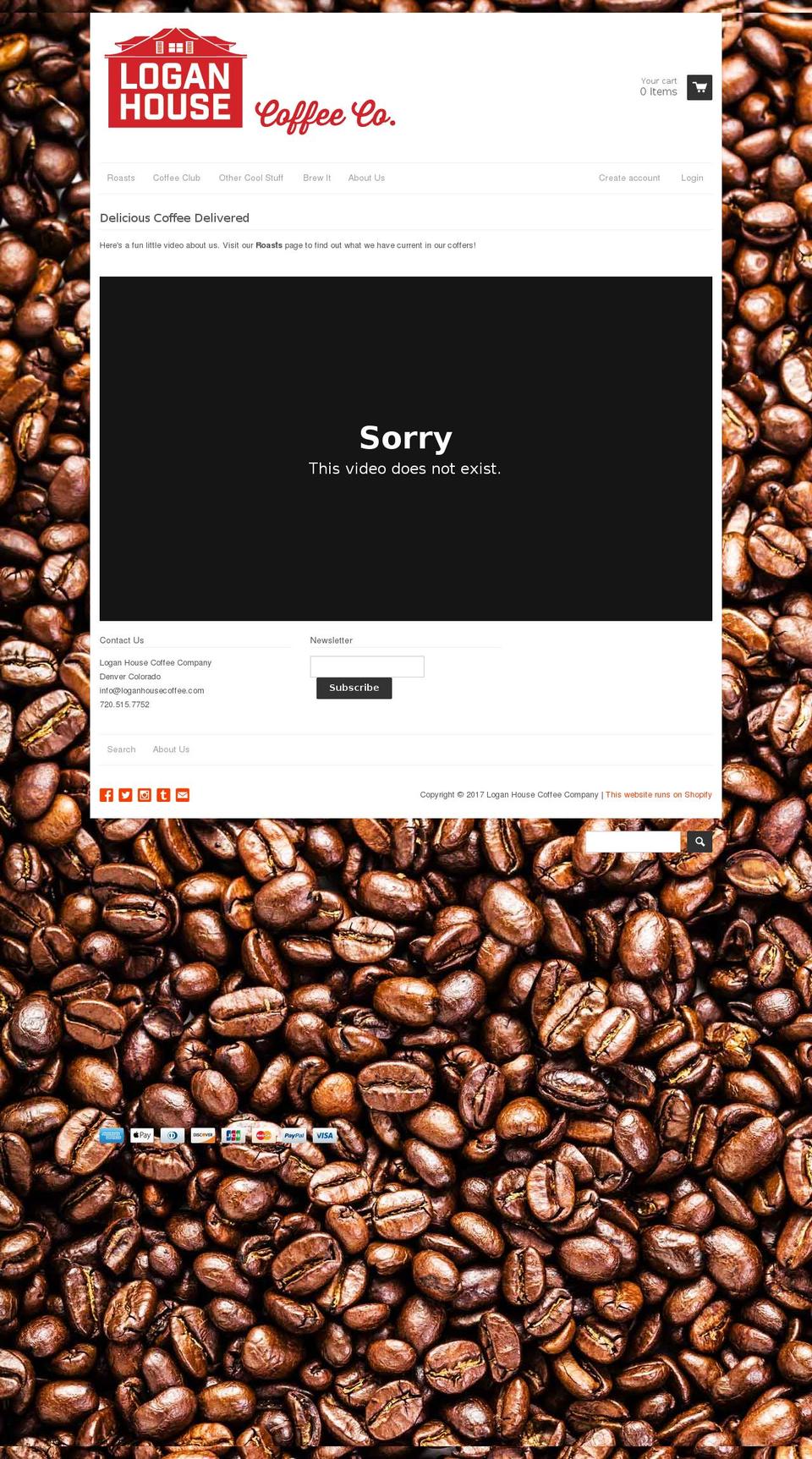 loganhousecoffee.com shopify website screenshot