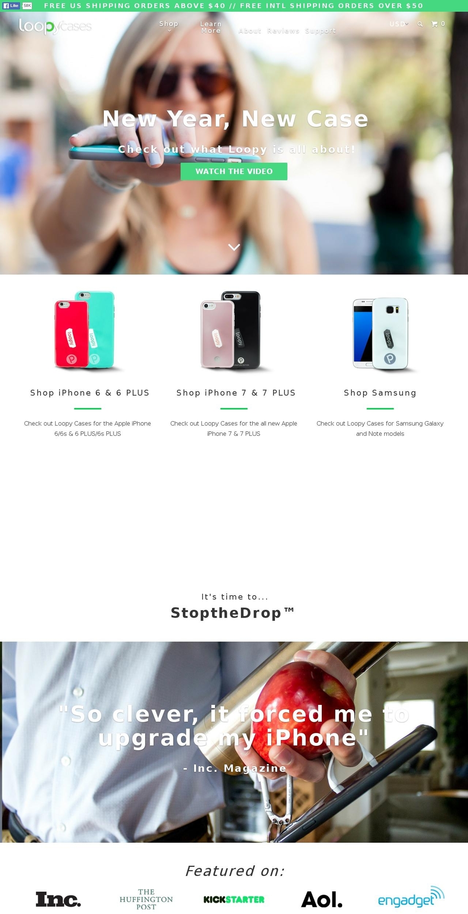 Production Shopify theme site example loopycases.com