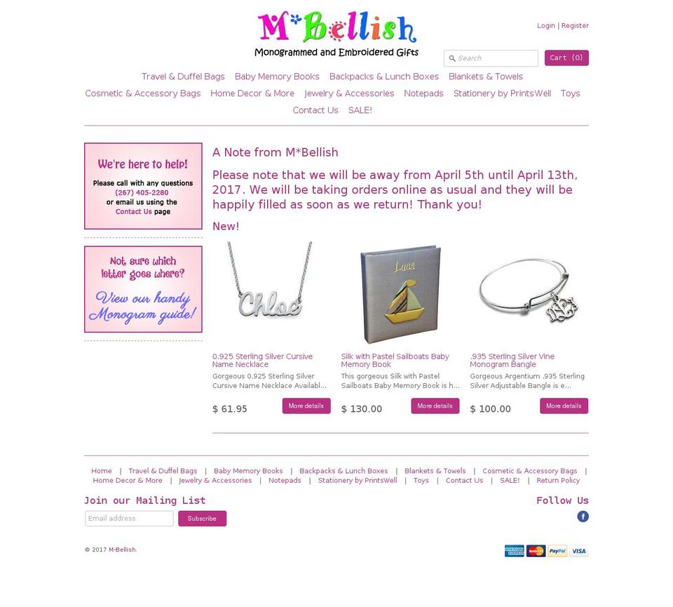 m-bellish.net shopify website screenshot
