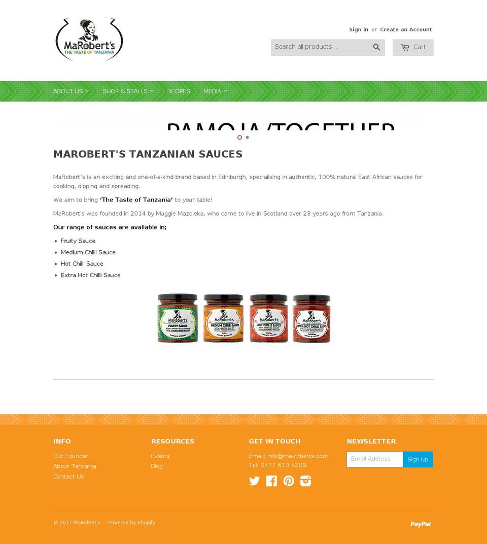 ma-roberts.com shopify website screenshot