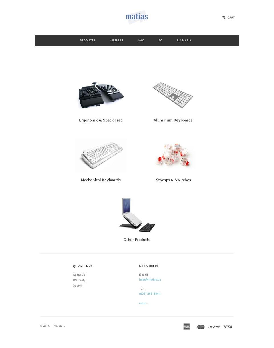 Dawn Shopify theme site example matias.store