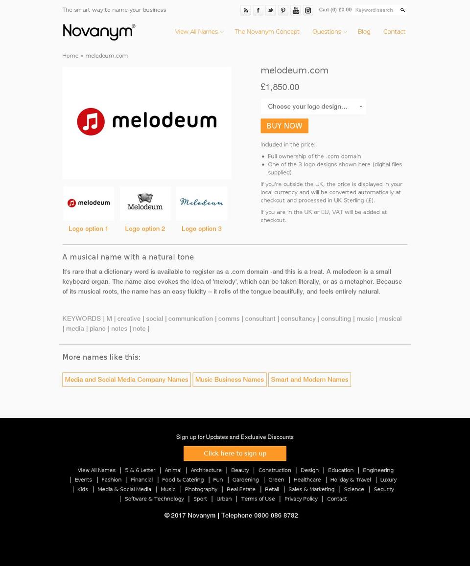 melodeum.com shopify website screenshot