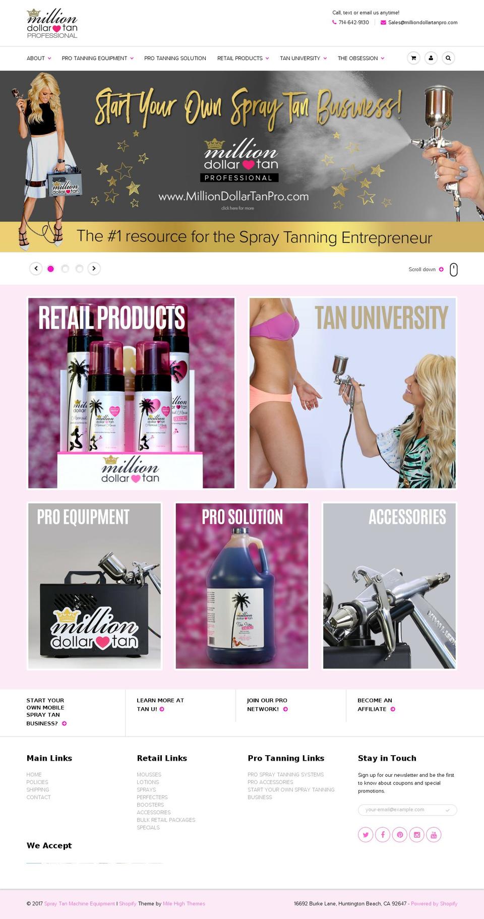 Sense Shopify theme site example milliondollartanpro.com