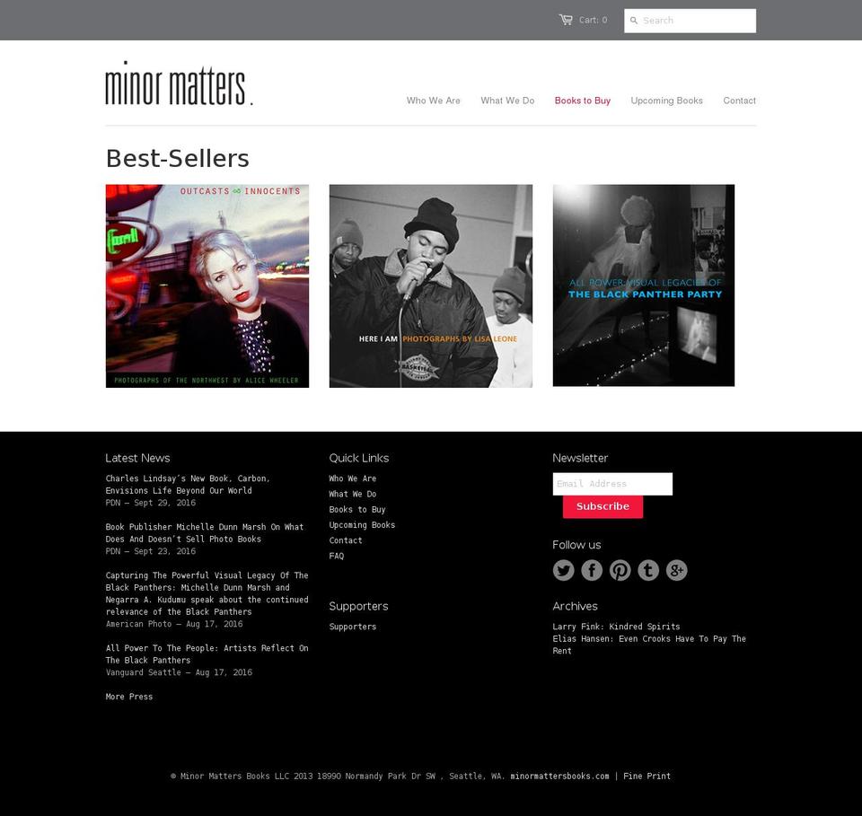 Startup Shopify theme site example minormattersbooks.com