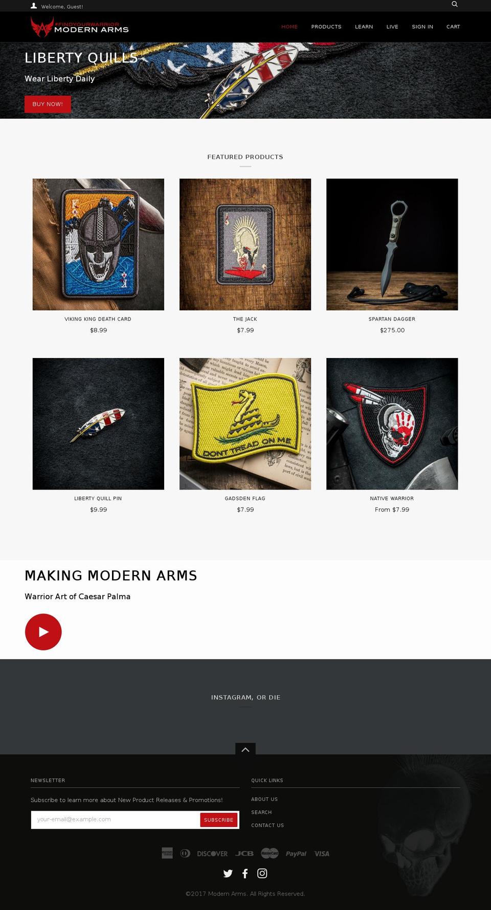 modernarms.net shopify website screenshot
