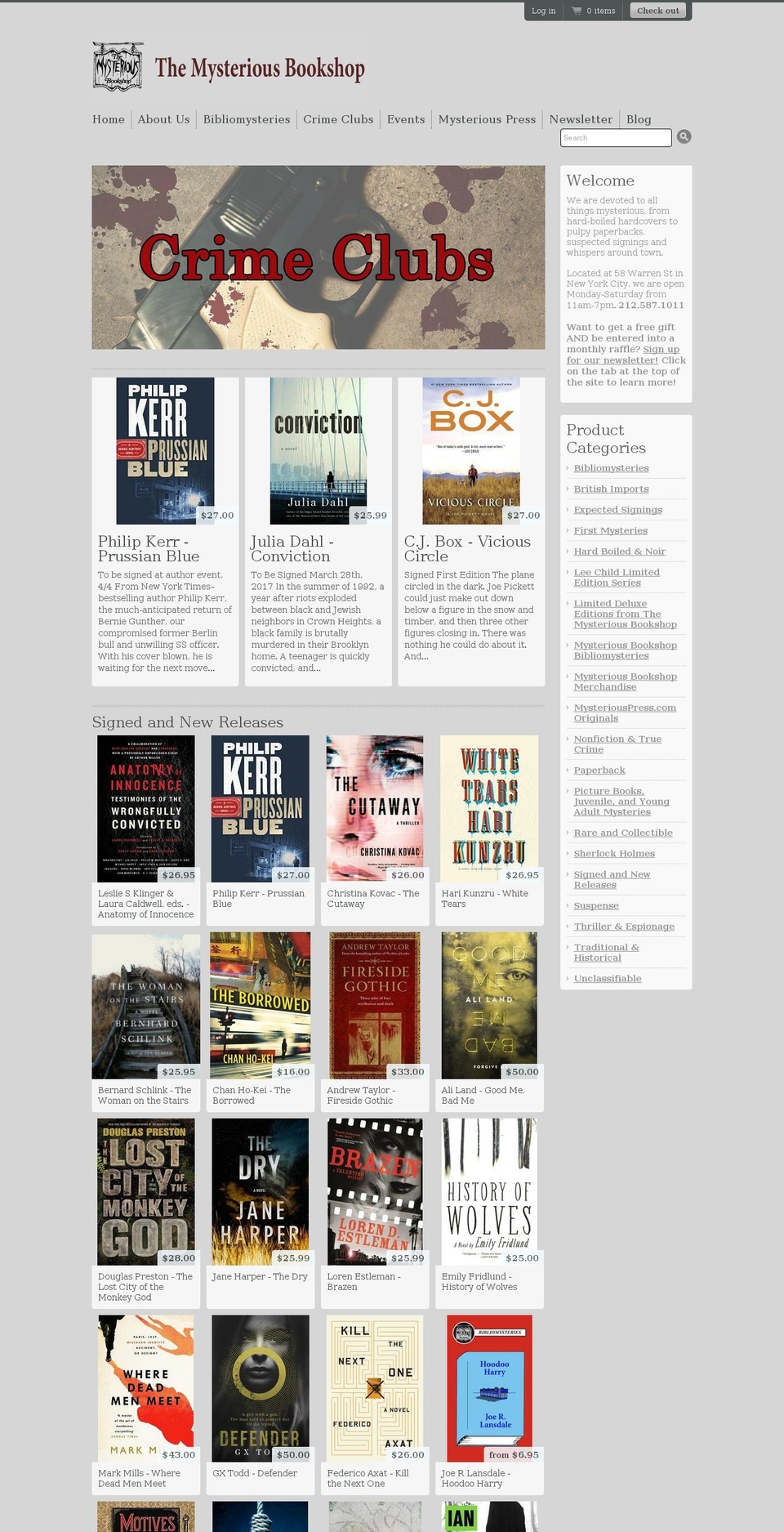 mysteriousbookshop.com shopify website screenshot