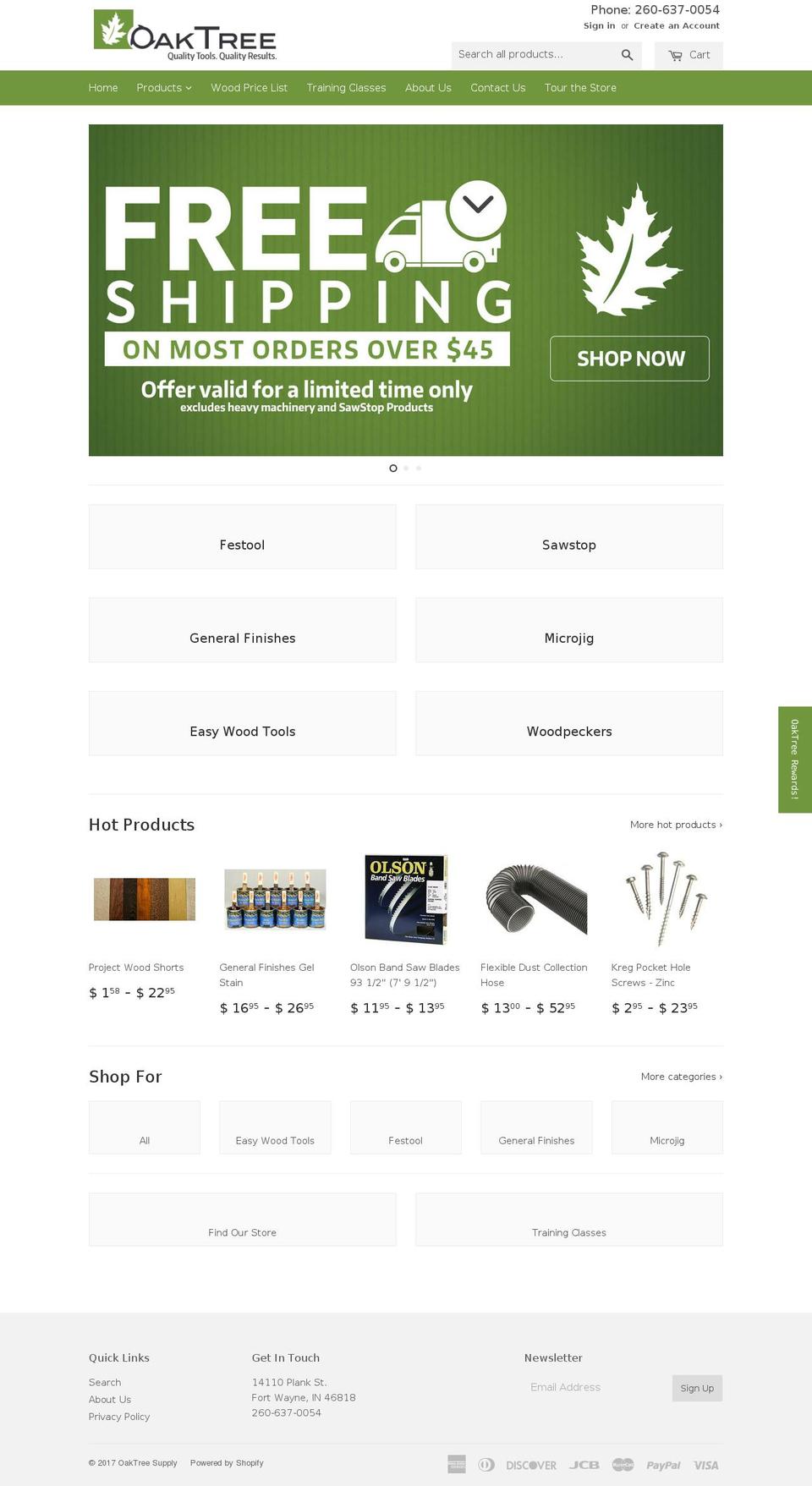 oaktreesupplies.com shopify website screenshot