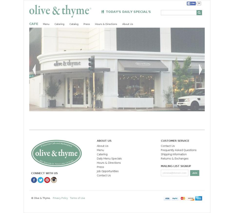 oliveandthyme.com shopify website screenshot