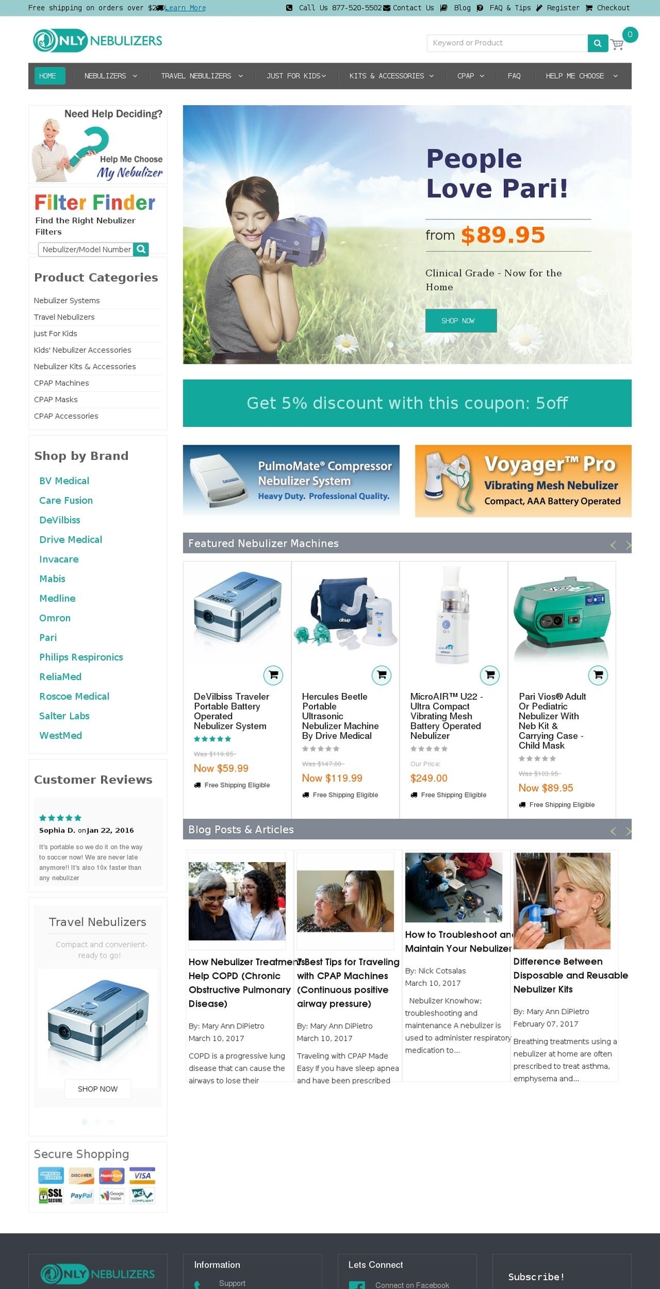 onlynebulizers.com shopify website screenshot