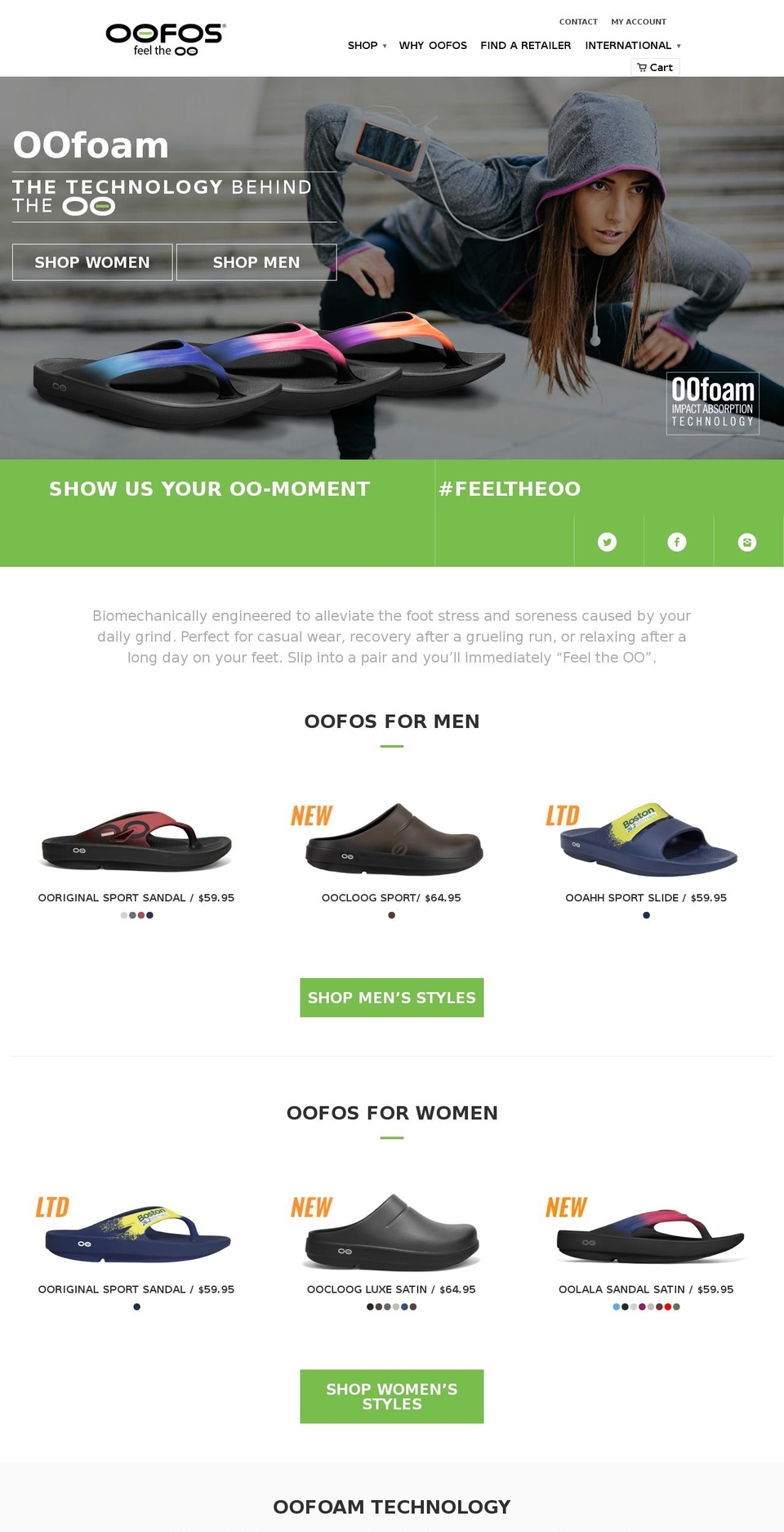 Production Shopify theme site example oofos.com