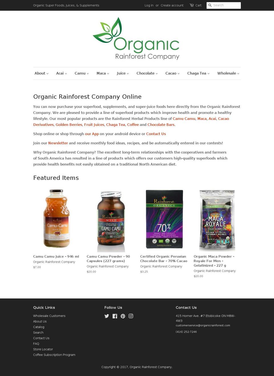 organicrainforest.com shopify website screenshot