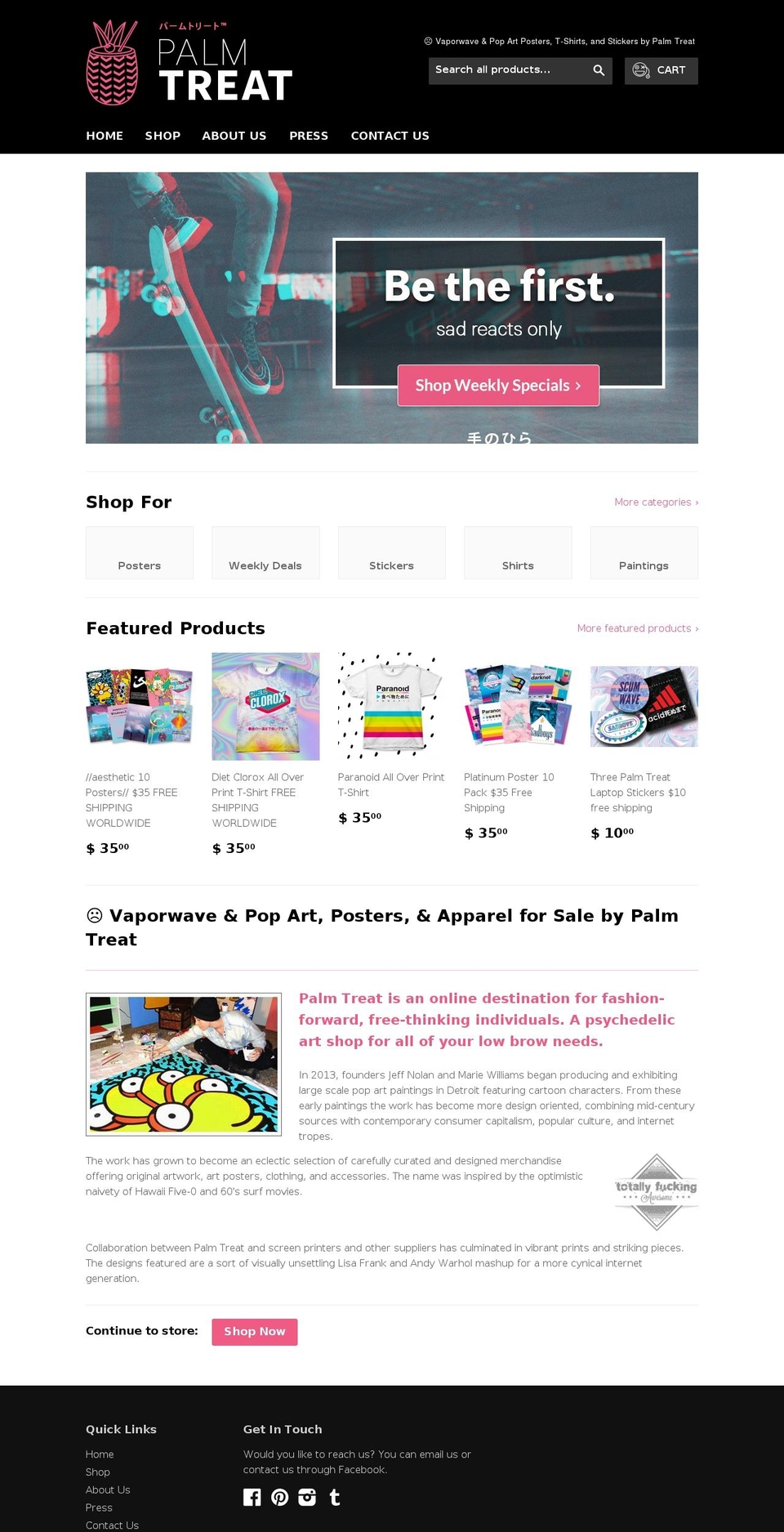 palmtreat.design shopify website screenshot