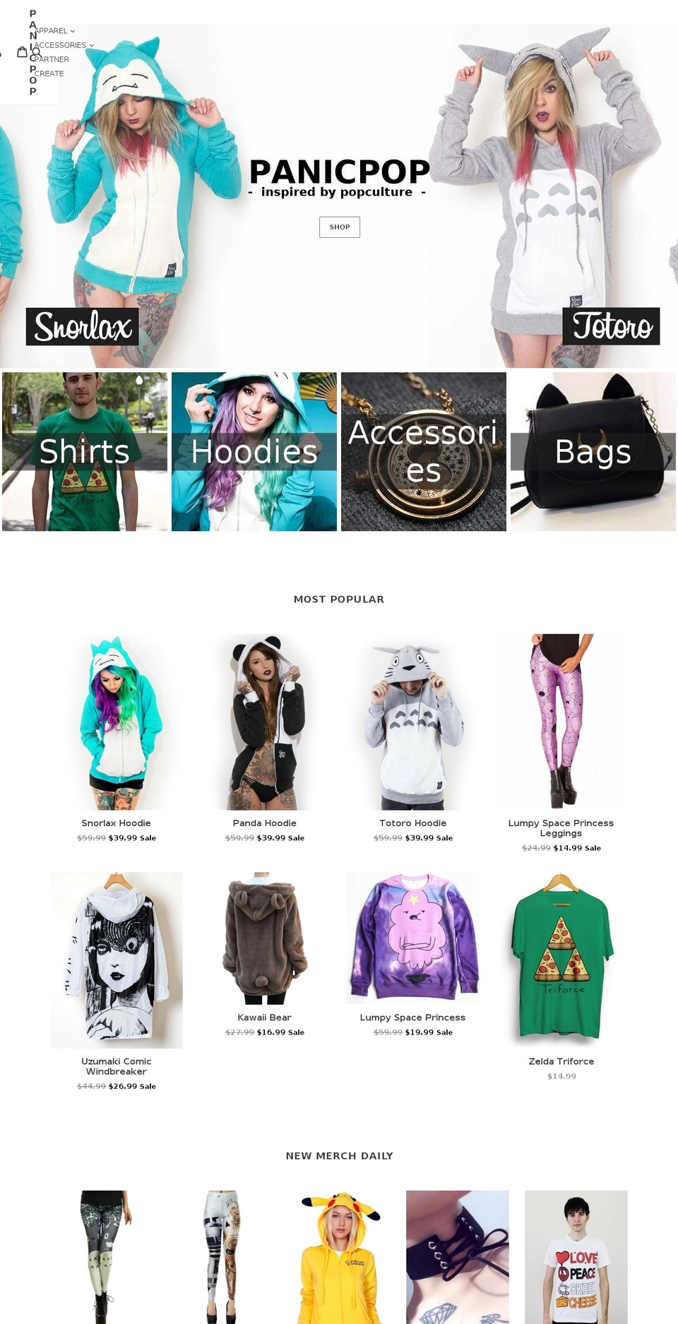 Debut Shopify theme site example panicpop.com