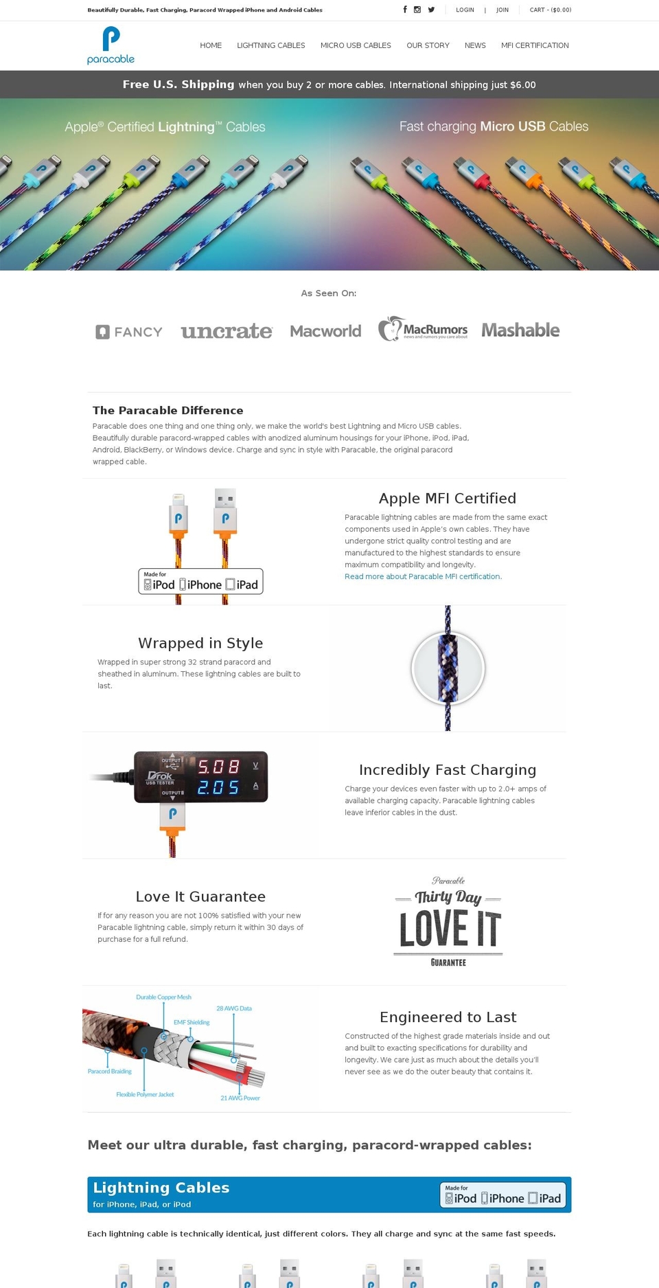 paracable.com shopify website screenshot