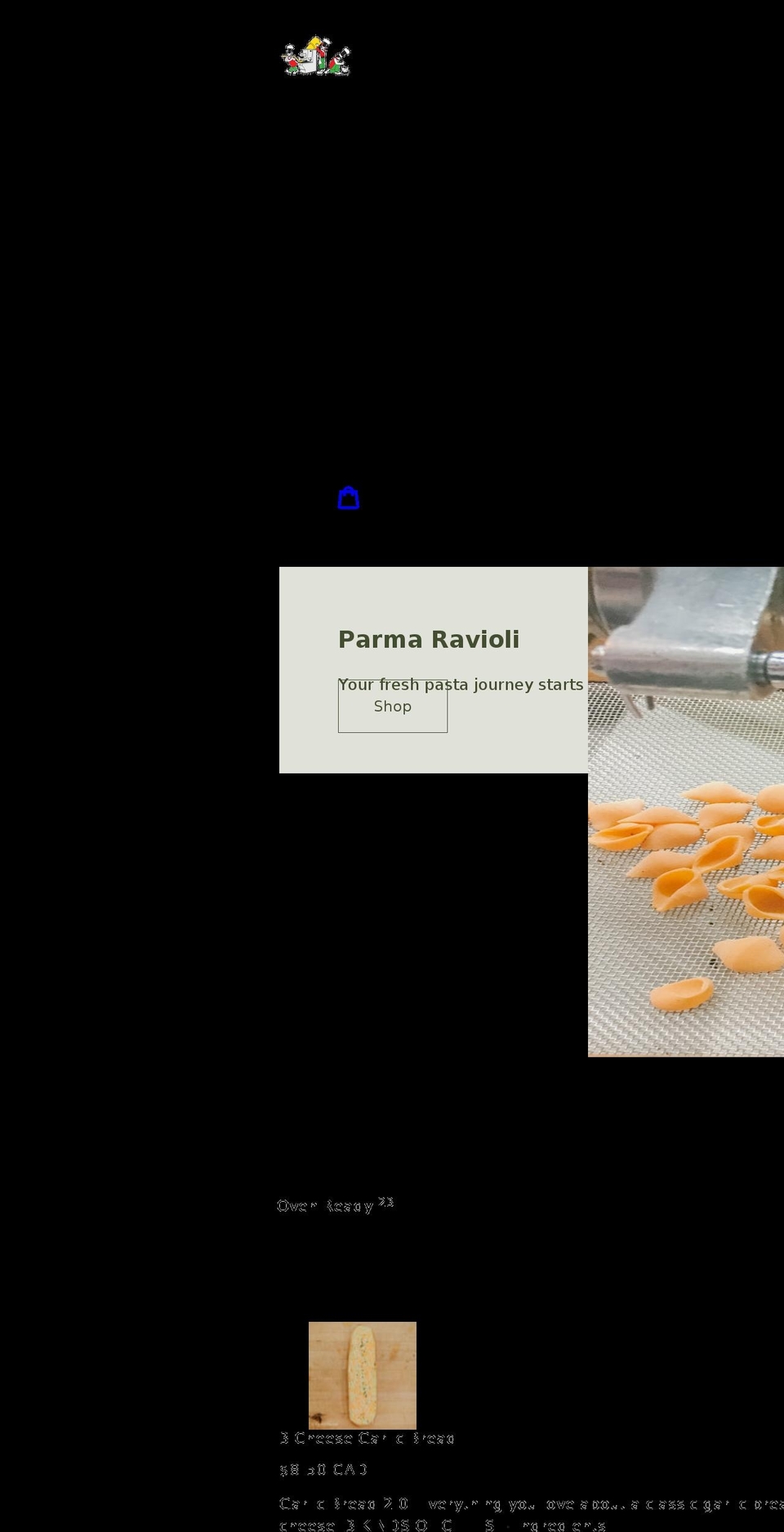 parmaravioli.ca shopify website screenshot